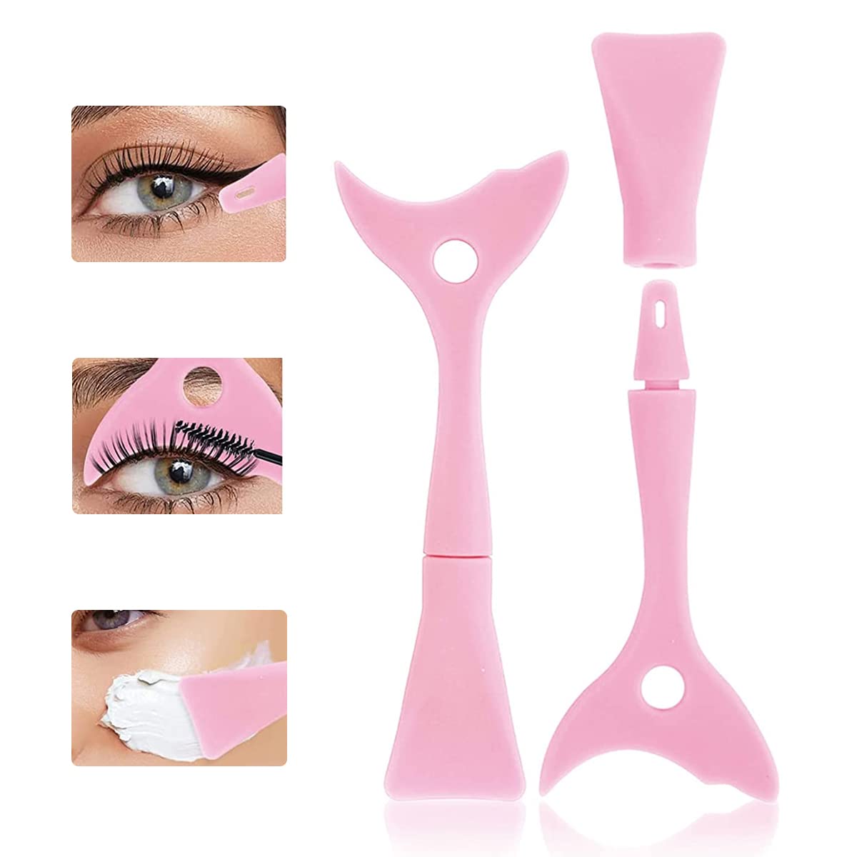 MAYCREATE Mascara Eyelash Shield Applicator Guard Tool, 3 in 1 Reusable Silicone Auxiliary Eyeliner Eyelash Guide Mask Scraper Makeup Tool for Beginners - Pink MAYCREATE Mascara Eyelash Shield Applicator Guard Tool, 3 in 1 Reusable Silicone Auxiliary Eyeliner Eyelash Guide Mask Scraper Makeup Tool for Beginners - Pink